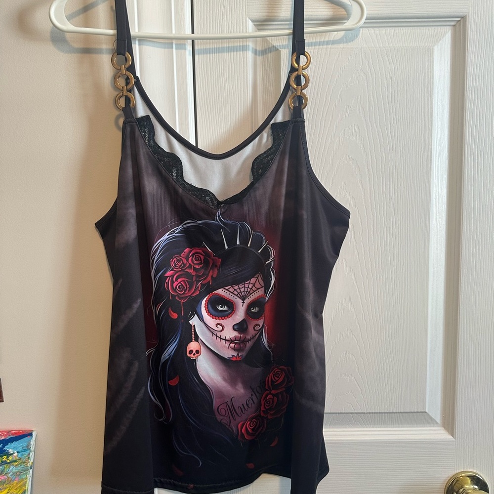 Black and Red Women's Graphic Tank Top